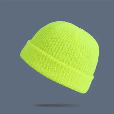 Adult Winter Solid Color Wool Knitted Elastic Beanie