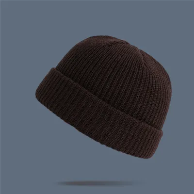 Adult Winter Solid Color Wool Knitted Elastic Beanie