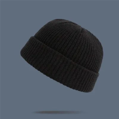 Adult Winter Solid Color Wool Knitted Elastic Beanie