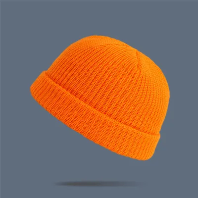 Adult Winter Solid Color Wool Knitted Elastic Beanie