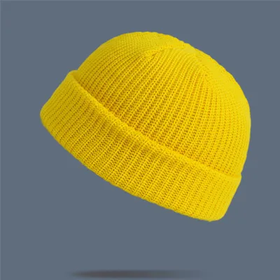 Adult Winter Solid Color Wool Knitted Elastic Beanie