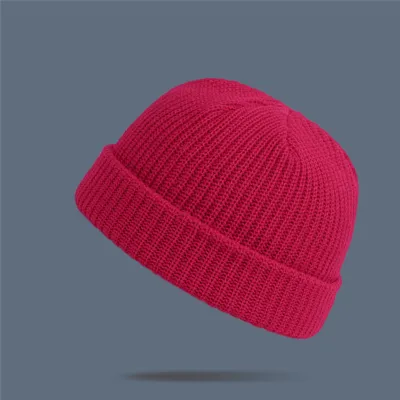 Adult Winter Solid Color Wool Knitted Elastic Beanie