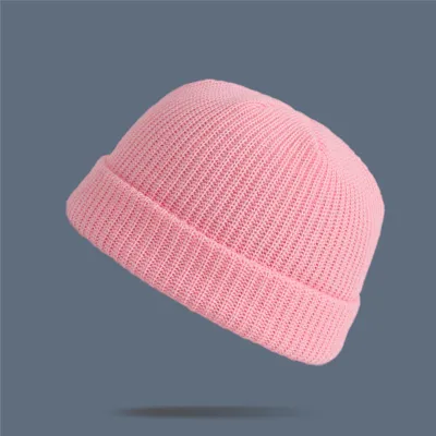 Adult Winter Solid Color Wool Knitted Elastic Beanie