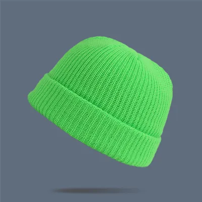 Adult Winter Solid Color Wool Knitted Elastic Beanie