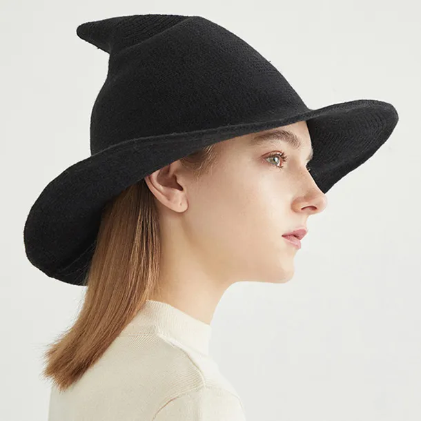 Women Funny Solid Color Wool Wizard Hat