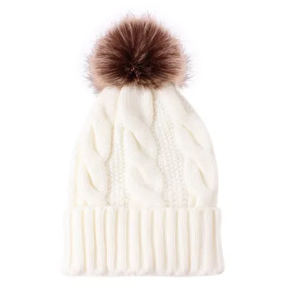 Fashion Satin Weave Pompon Cap with Acrylic Nylon Knit