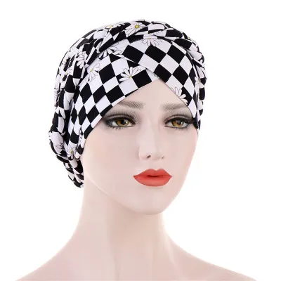 Women Simple Print Cotton Braid Turban