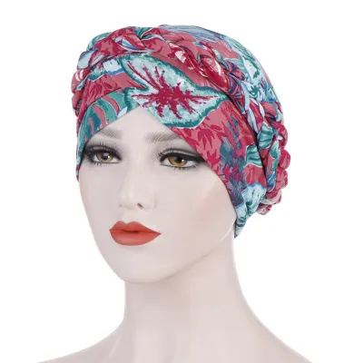 Women Simple Print Cotton Braid Turban