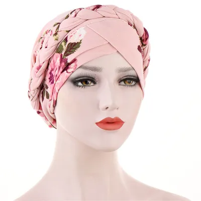 Women Simple Print Cotton Braid Turban