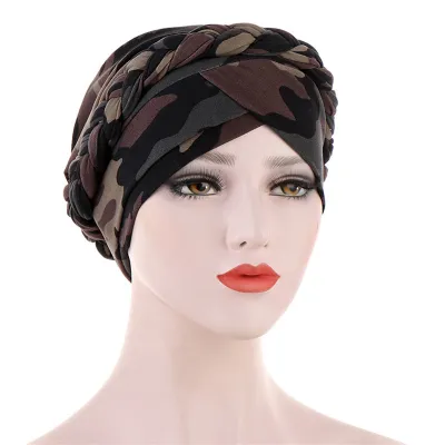 Women Simple Print Cotton Braid Turban