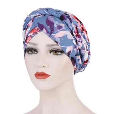 Women Simple Print Cotton Braid Turban