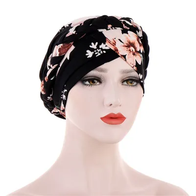 Women Simple Print Cotton Braid Turban
