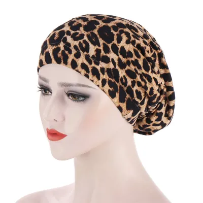Women Muslim Style Floral Print Turban Hat Polyester Headwrap