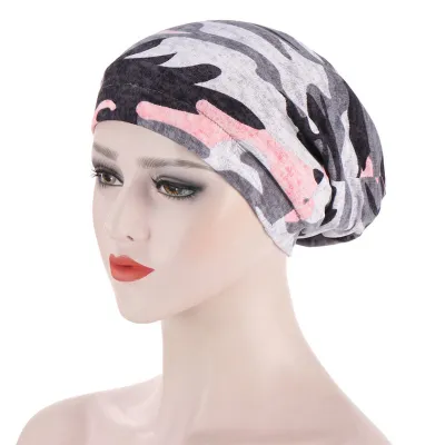 Women Muslim Style Floral Print Turban Hat Polyester Headwrap