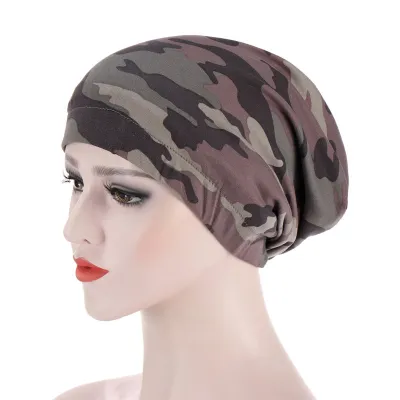 Women Muslim Style Floral Print Turban Hat Polyester Headwrap