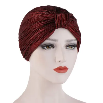 Women Simple Fold Cotton Muslim Turban Monochrome