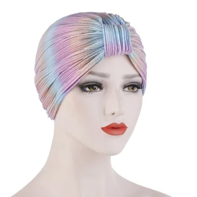 Women Simple Fold Cotton Muslim Turban Monochrome