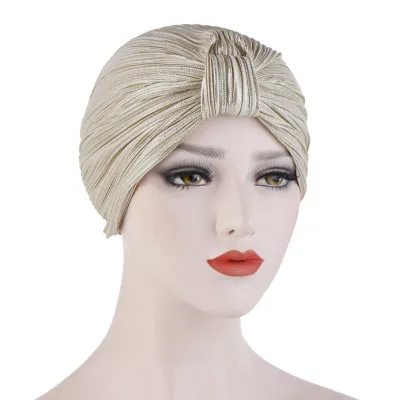 Women Simple Fold Cotton Muslim Turban Monochrome