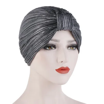 Women Simple Fold Cotton Muslim Turban Monochrome