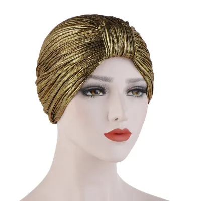Women Simple Fold Cotton Muslim Turban Monochrome