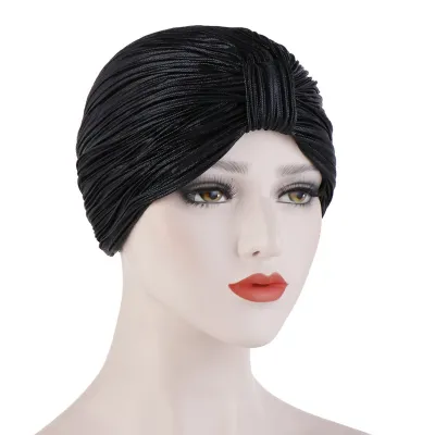 Women Simple Fold Cotton Muslim Turban Monochrome