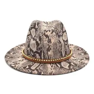 Retro Chain Decoration Snake Pattern Fedora Hat Unisex Adult