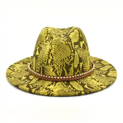 Retro Chain Decoration Snake Pattern Fedora Hat Unisex Adult