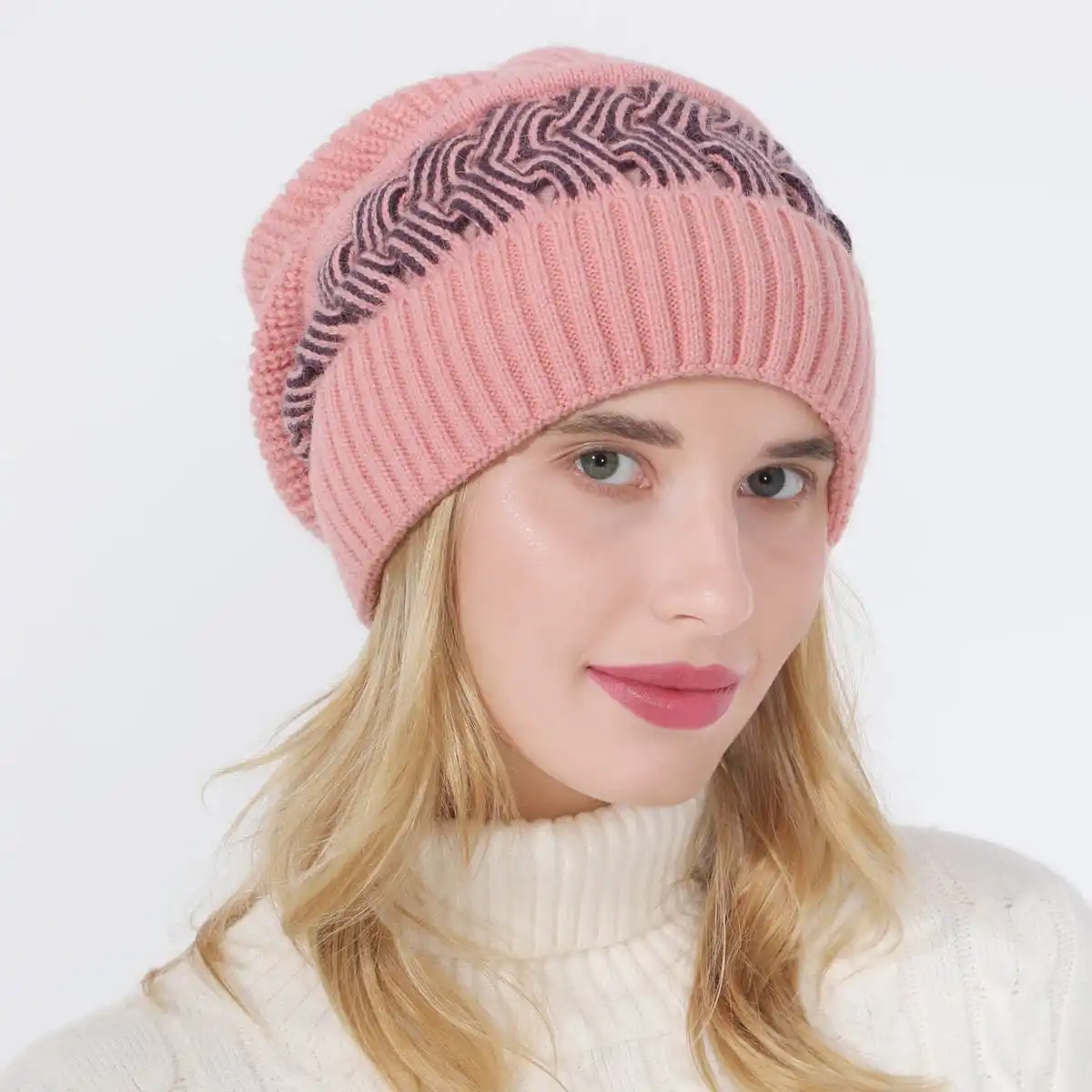 Fashion Color Matching Thick Knitted Cone Hat
