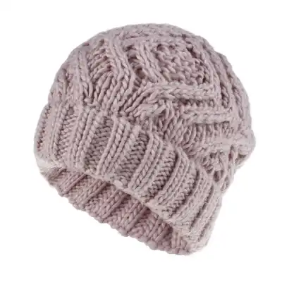 Fashion Diamond Pattern Solid Color Thick Wool Knitted Hat Beanie