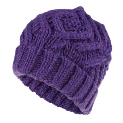 Fashion Diamond Pattern Solid Color Thick Wool Knitted Hat Beanie