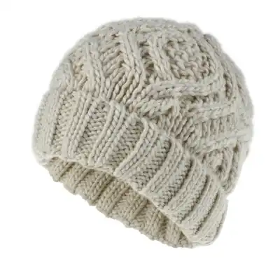Fashion Diamond Pattern Solid Color Thick Wool Knitted Hat Beanie