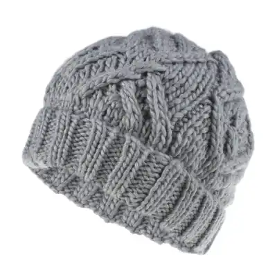Fashion Diamond Pattern Solid Color Thick Wool Knitted Hat Beanie