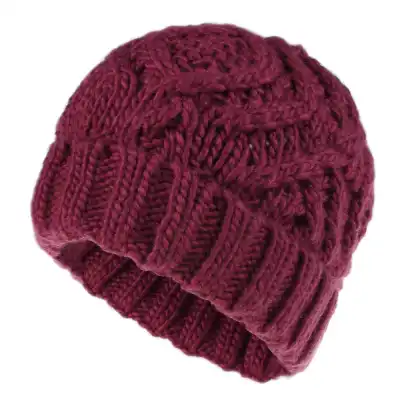 Fashion Diamond Pattern Solid Color Thick Wool Knitted Hat Beanie