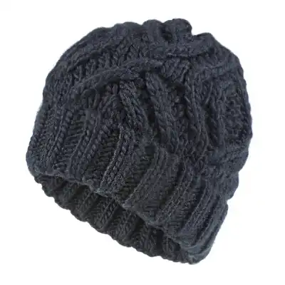 Fashion Diamond Pattern Solid Color Thick Wool Knitted Hat Beanie