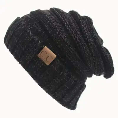 Unisex Solid Color Knitted Dome Hat with Letter Label