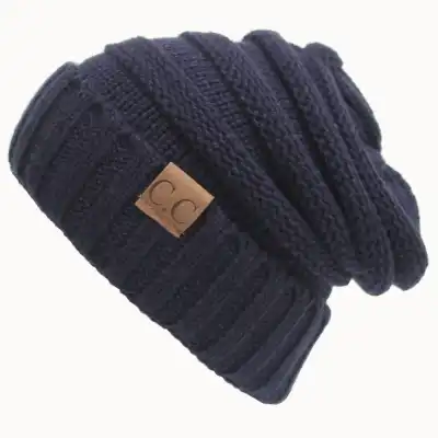 Unisex Solid Color Knitted Dome Hat with Letter Label