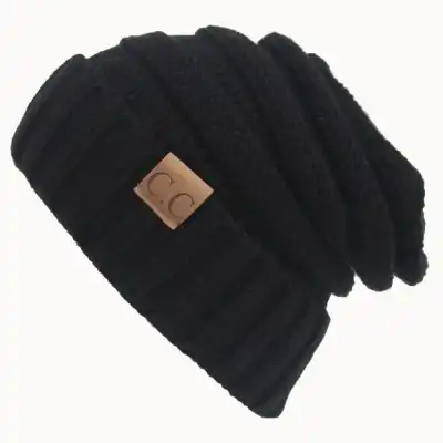 Unisex Solid Color Knitted Dome Hat with Letter Label