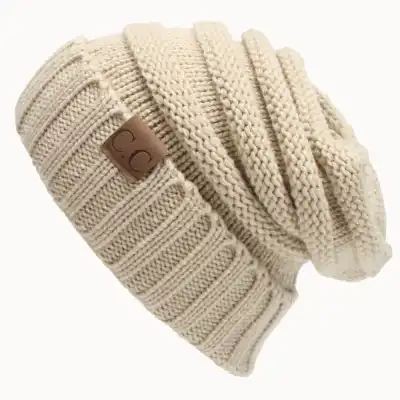 Unisex Solid Color Knitted Dome Hat with Letter Label