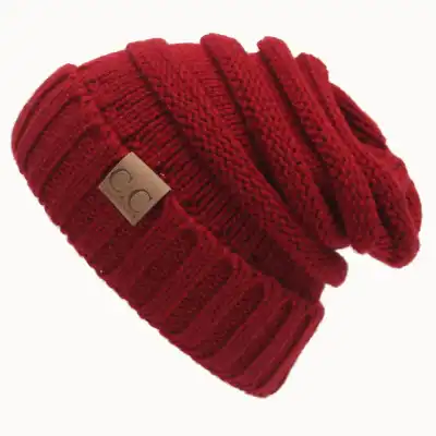 Unisex Solid Color Knitted Dome Hat with Letter Label