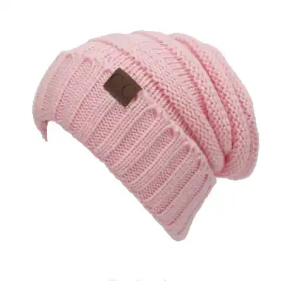 Unisex Solid Color Knitted Dome Hat with Letter Label