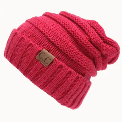 Unisex Solid Color Knitted Dome Hat with Letter Label