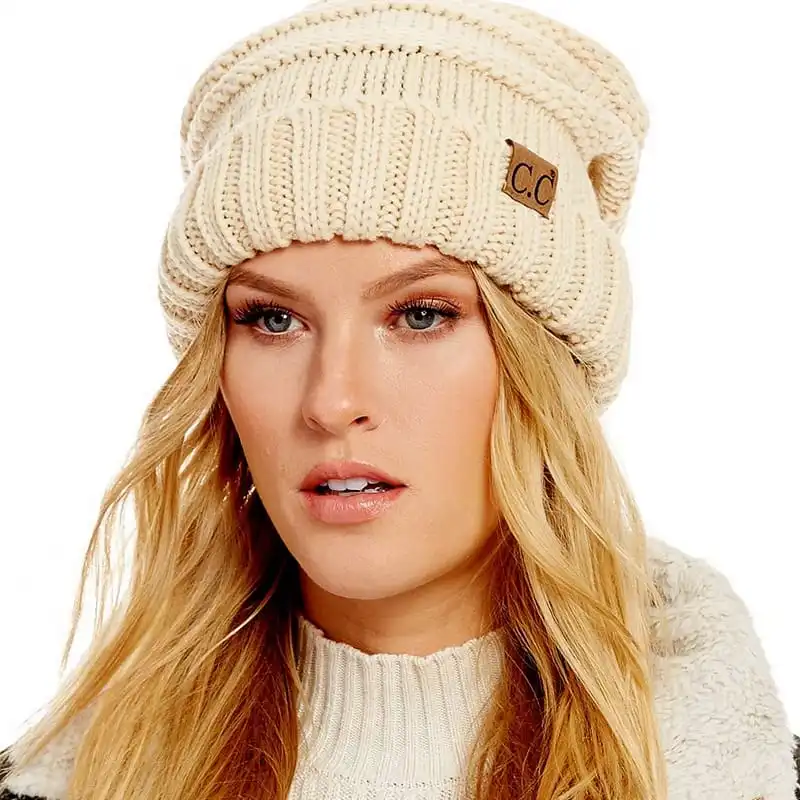 Unisex Solid Color Knitted Dome Hat with Letter Label