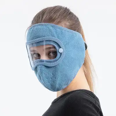 Creative Velcro Goggles Design Face Mask Hat Unisex Monochrome Polar Fleece 55-60cm