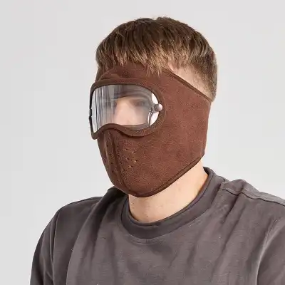 Creative Velcro Goggles Design Face Mask Hat Unisex Monochrome Polar Fleece 55-60cm