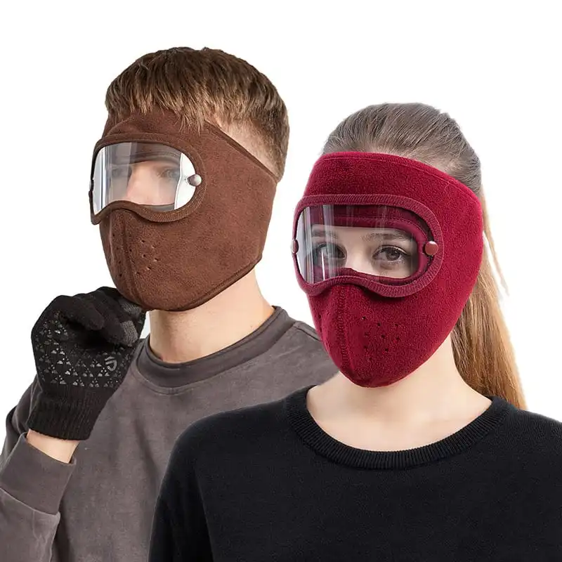 Creative Velcro Goggles Design Face Mask Hat Unisex Monochrome Polar Fleece 55-60cm