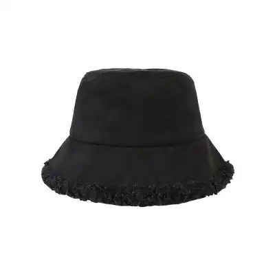 Vintage Solid Color Imitation Wool Flat Top Fisherman Hat for Women