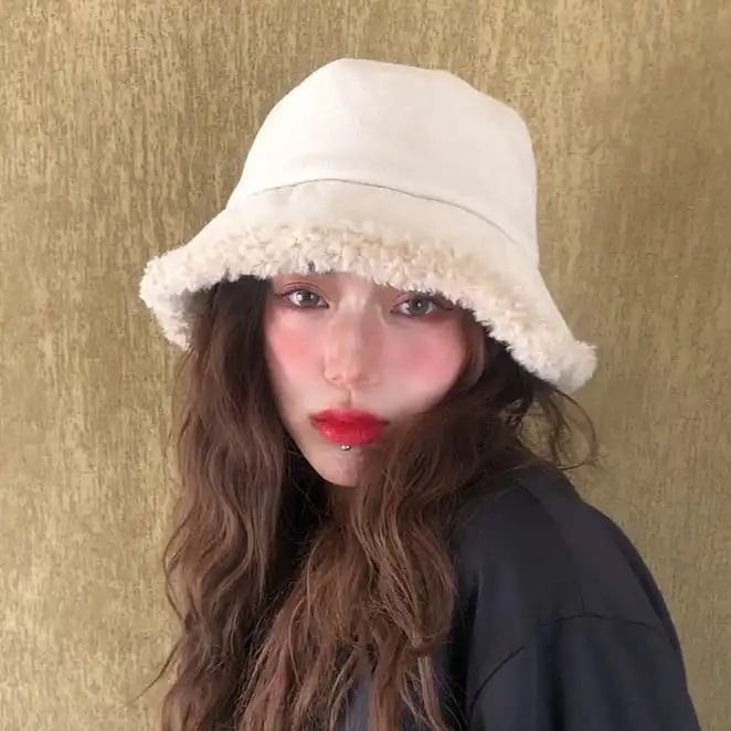 Vintage Solid Color Imitation Wool Flat Top Fisherman Hat for Women