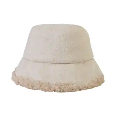 Vintage Solid Color Imitation Wool Flat Top Fisherman Hat for Women
