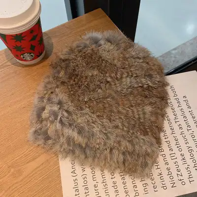 Simple Warm Rabbit Fur Blended Woolen Dome Hat