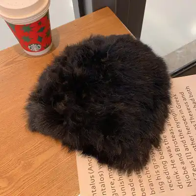 Simple Warm Rabbit Fur Blended Woolen Dome Hat